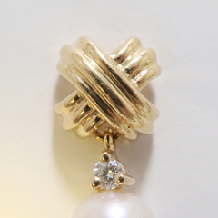 Tiffany & Co. 18k Yellow Gold Signature X Pearl Diamond Dangle Earrings