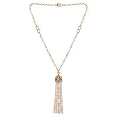 Tiffany & Co. Paloma Picasso Pearl Diamond Olive Leaf Tassel Necklace