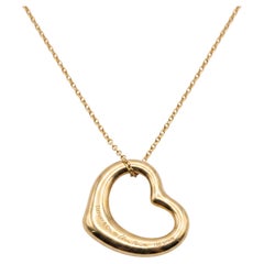 Tiffany & Co. 18K Yellow Gold Open Heart Pendant Necklace