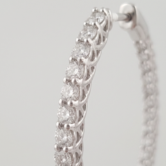 3 Carat Diamond Inside Out 14k White Gold Hoop Earrings