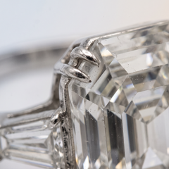 8.07 Carat GIA G VVS2 Emerald Cut Diamond Platinum Three Stone Ring
