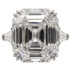 8.07 Carat GIA G VVS2 Emerald Cut Diamond Platinum Three Stone Ring