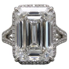 GIA Certified 8.01 Carat G VS1 Emerald Cut Diamond Platinum Halo Ring