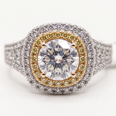 Simon G. 1 Carat Natural Pink Diamond Double Halo 18k Gold Ring