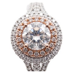 Simon G. 1 Carat Natural Pink Diamond Double Halo 18k Gold Ring