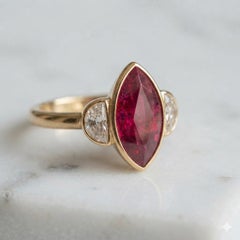 IGI Certified 2.37 Carat No Heat Mozambique Ruby Diamond 18K Gold Ring