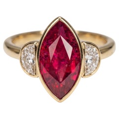 IGI Certified 2.37 Carat No Heat Mozambique Ruby Diamond 18K Gold Ring