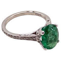 Tacori Signed 3 Carat Colombian Emerald Diamond Platinum Cocktail Ring