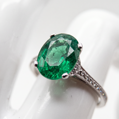 Tacori Signed 3 Carat Colombian Emerald Diamond Platinum Cocktail Ring