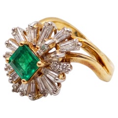 Kurt Wayne 1.5 Carat Colombian Emerald Baguette Diamond 18k Gold Ring