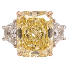 5 Carat Fancy Yellow VVS2 Radiant Diamond Yellow and White Gold Ring