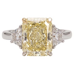 5 Carat Fancy Yellow VVS2 Radiant Diamond Yellow and White Gold Ring