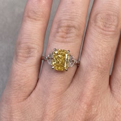 2 Carat Fancy Intense Yellow VS1 Cushion Diamond White Gold Ring