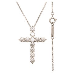 Tiffany & Co. 2 Carat Diamond Platinum Cross Pendant Necklace
