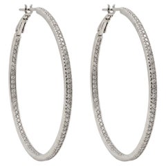 2 Carat Diamond 14k White Gold Hoop Earrings