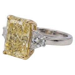 8.2 Carat Fancy Yellow VVS2 Radiant Diamond Yellow and White Gold Ring