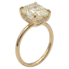 7.3 Carat Fancy Light Yellow VS2 Cushion Diamond Rose Gold Ring