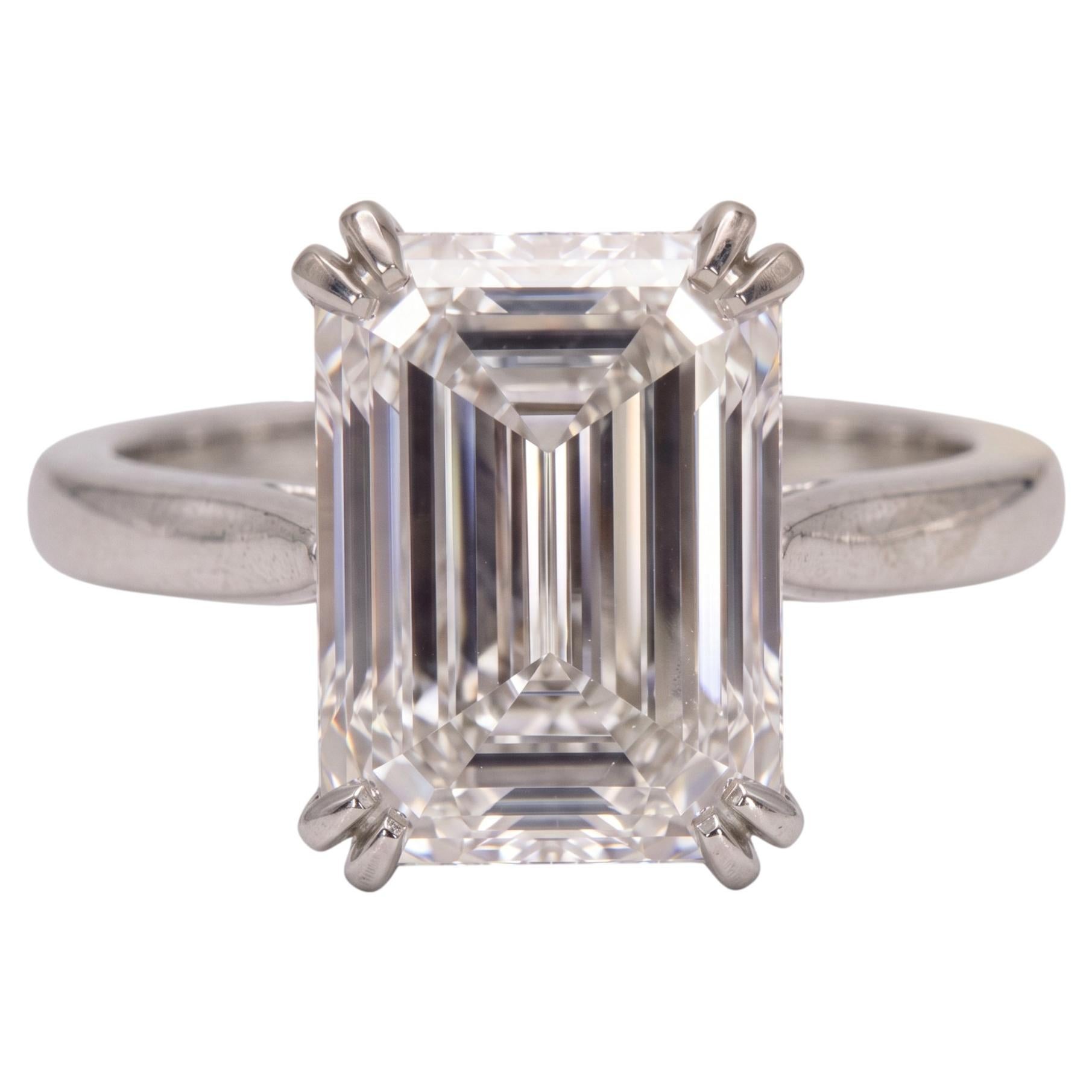 8.28 Carat D IF Emerald Diamond Platinum Ring For Sale at 1stDibs