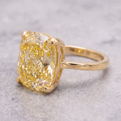 GIA Certified 5 Carat Fancy Intense Yellow Diamond Yellow Gold Ring