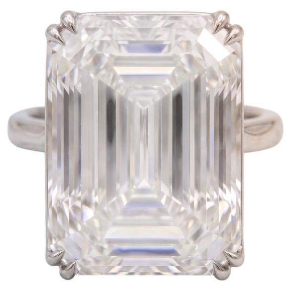 8.28 Carat D IF Emerald Diamond Platinum Ring For Sale at 1stDibs