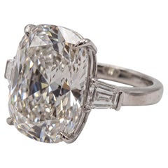 Anello in platino con diamante a forma di cuscino da 9,6 carati certificato GIA