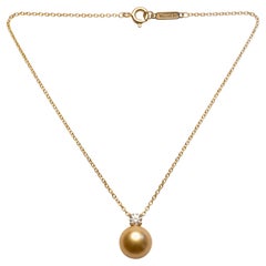 Tiffany & Co. Golden South Sea Pearl and Diamond 18k Gold Pendant Necklace