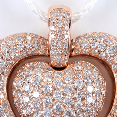 Pendentif « Double cœur » Sonia B en or rose 18 carats, serti de diamants en pavé de 3,75 carats