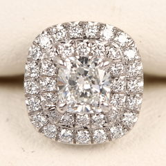 Tiffany & Co. Soleste Cushion Diamond Double Halo Platinum Stud Earrings