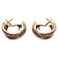 Cartier Trinity 18K Yellow White Rose Gold Clip-On Earrings