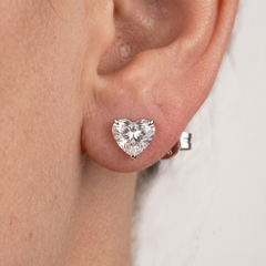 GIA Certified 2.01 Carat Heart Shape Diamond Platinum Stud Earrings