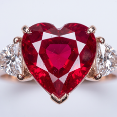 Anillo de oro blanco con un rubí rojo intenso de 2,2 quilates y diamantes