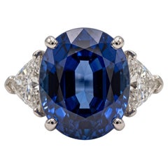 4.6 Carat Blue No Heat Natural Sapphire and Diamond White Gold Ring