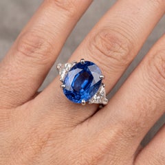 4.6 Carat Blue No Heat Natural Sapphire and Diamond White Gold Ring