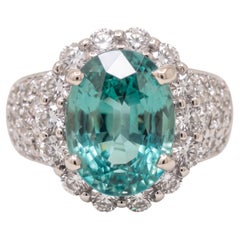 GIA Certified 2 Carat Paraiba Tourmaline Diamond Halo Ring