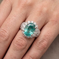 GIA Certified 2 Carat Paraiba Tourmaline Diamond Halo Ring