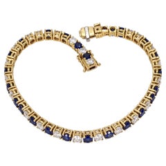 Kurt Wayne 3.5 Carat Diamond and Sapphire 18k Gold Tennis Bracelet