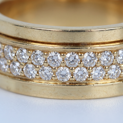 Piaget 1 Carat Diamond Pave Two-Row 18K Yellow Gold Wedding Band