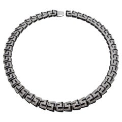 Roberto Coin 4 Carat Diamond Black Enamel Greek Key Necklace