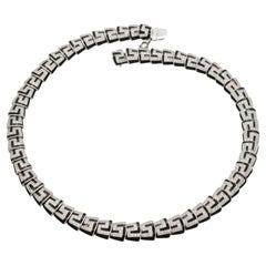 Roberto Coin 4 Carat Diamond Black Enamel Greek Key Necklace