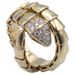 Bvlgari Serpenti Diamond 18K Yellow Gold Ring