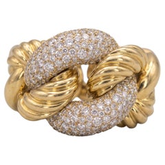 David Yurman Belmont Diamond 18K Yellow Gold Curb Link Ring