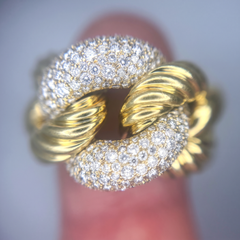 David Yurman Belmont Diamond 18K Yellow Gold Curb Link Ring