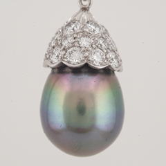 Tiffany & Co. Vintage Tahitian Pearl Diamond Platinum Necklace