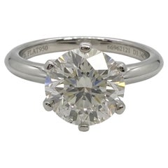 Tiffany & Co. Certified 3 Carat Round Brilliant Diamond Solitaire Engagement Rin