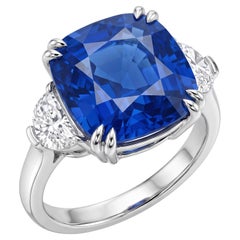 10.6 Carat blue (GRS-type "cornflower") cushion Diamond White Gold Ring
