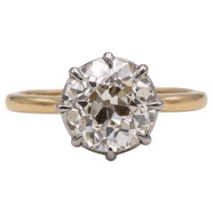 GIA Certified 2 Carat Old European Cut Diamond Two-Tone Solitaire Ring