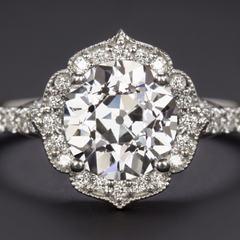 EGL Certified 1.5 Carat Old European Cut Diamond Halo Engagement Ring