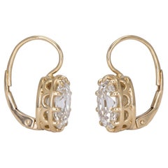 GIA Certified 3 Carat Old Mine Cut Diamond Dangle Earrings