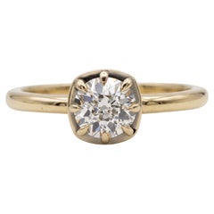 Old European Cut Diamond Solitaire Engagement Ring in 14k Yellow Gold