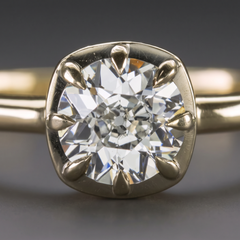 Old European Cut Diamond Solitaire Engagement Ring in 14k Yellow Gold